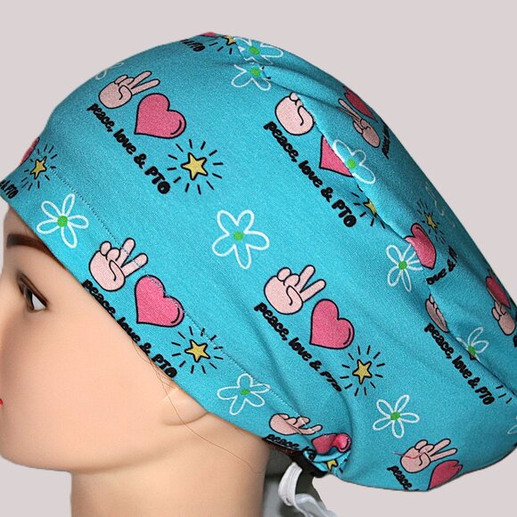 New Euro Scrub Cap Peace Love PTO - Picture 3 of 6